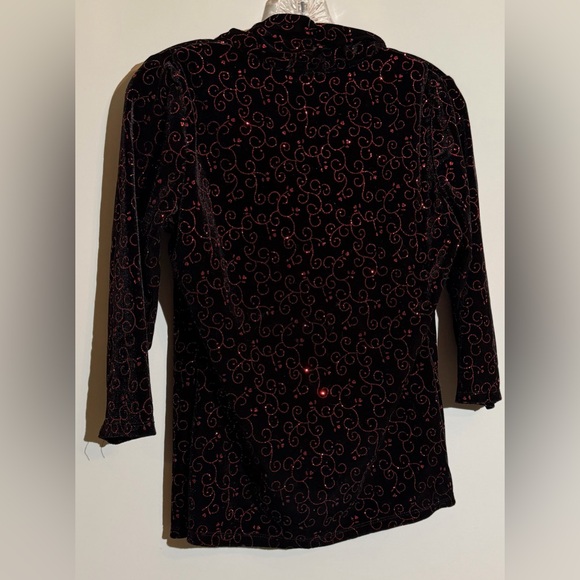 Notations Black and Red Sparkly top Size PM - Picture 13 of 16